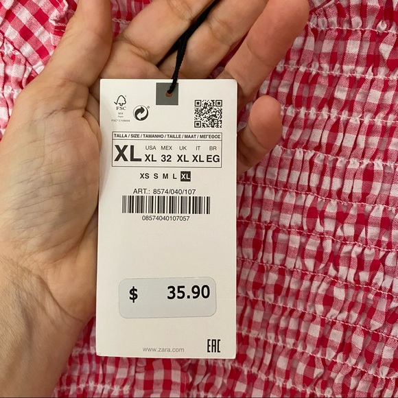 ZARA Stretchy Gingham Blouse NWT - Picture 4 of 7